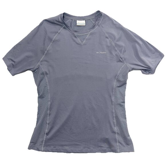Columbia OmniWick Short Sleeve Stretch Shirt Sz. Medium Hiking Purple Breathable - Picture 1 of 7